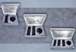 別珍グレーケース朱肉付き