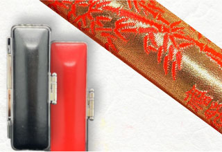 本牛皮ヌメケース朱竹